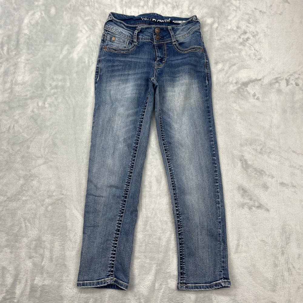 Wallflower‎ Jeans Womens 0 Blue Denim Luscious Curvy Fit Mid Rise Skinny Leg